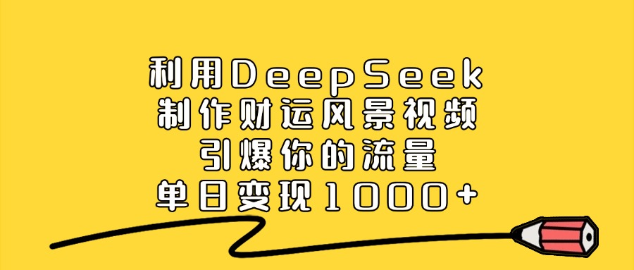 利用DeepSeek制作财运风景视频，引爆流量，单日变现1000+